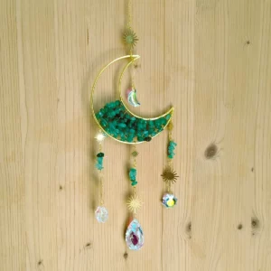 Mobile Attrape-soleil Lune en Aventurine verte Naturelle