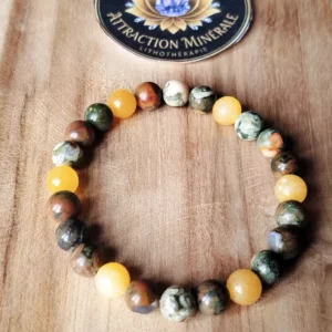 Bracelet en Jaspe Cambaba et Jaspe Jaune Marbré