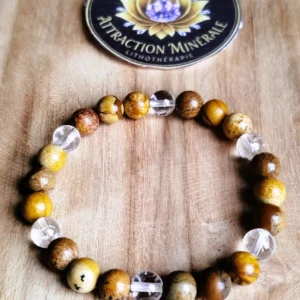 Bracelet en Jaspe Paysage et Cristal de Roche