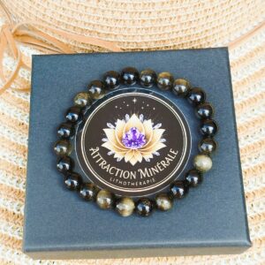 Bracelet en Obsidienne dorée