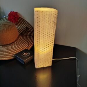 Lampe en Sélénite Rectangle Fleur de Vie | 28 cm